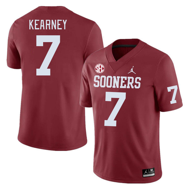 #7 Zion Kearney Oklahoma Sooners 2024 SEC Conference College Football Jerseys-Crimson